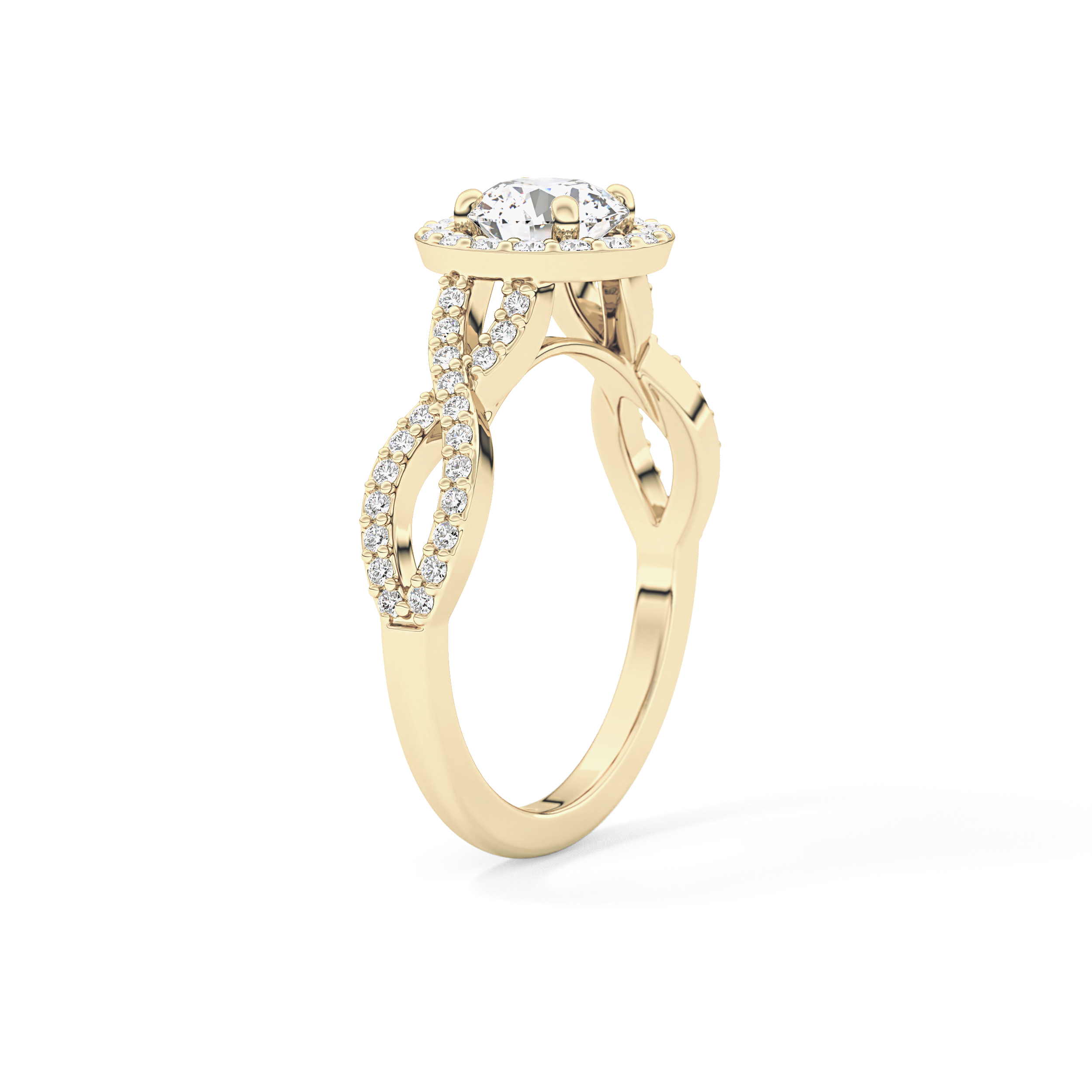 Round Halo & Twisted Pave Lab Grown Diamond Engagement Ring