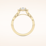 0.8 CT Round Shaped Double Halo & Twisted Pave Moissanite Engagement Ring