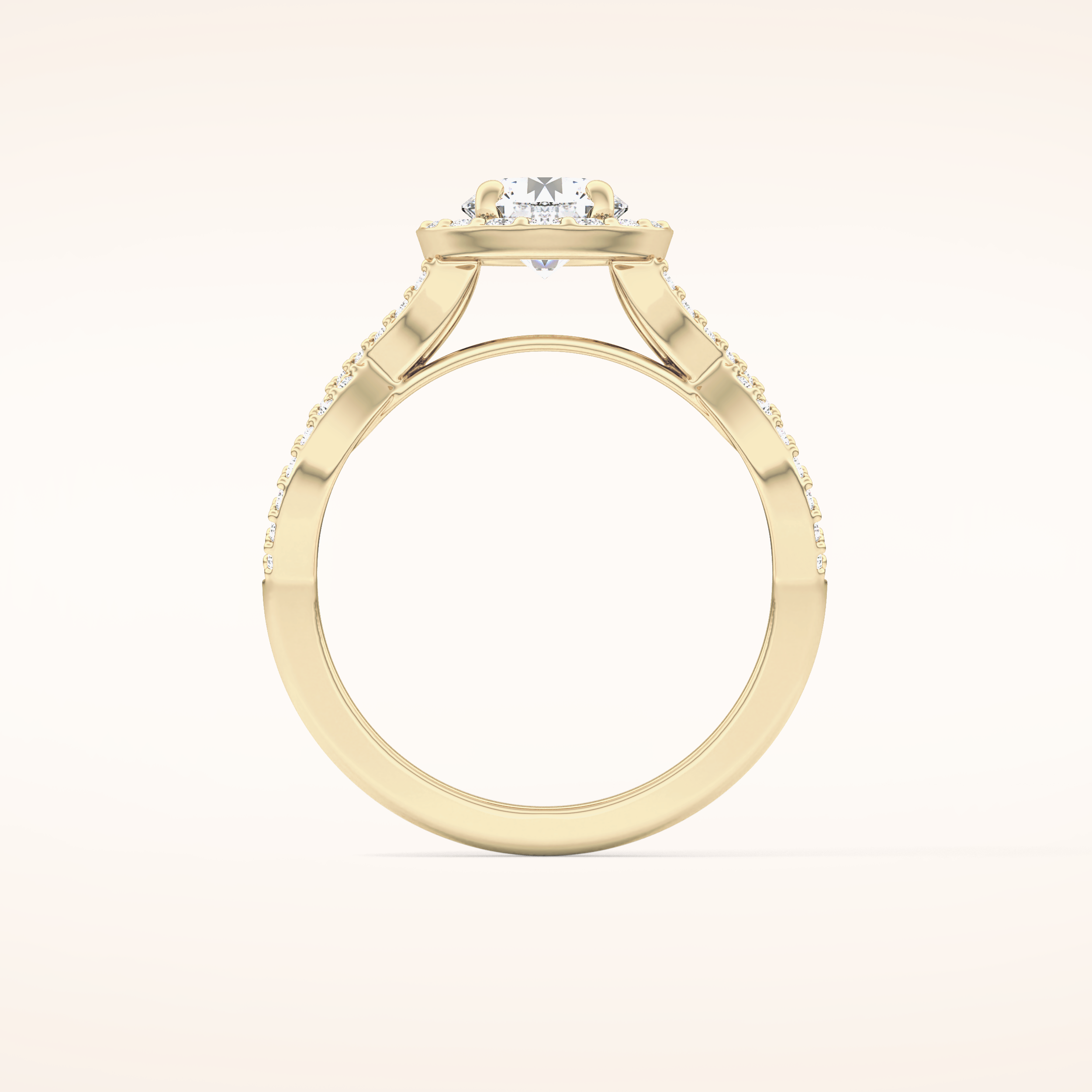 0.8 CT Round Shaped Double Halo & Twisted Pave Moissanite Engagement Ring
