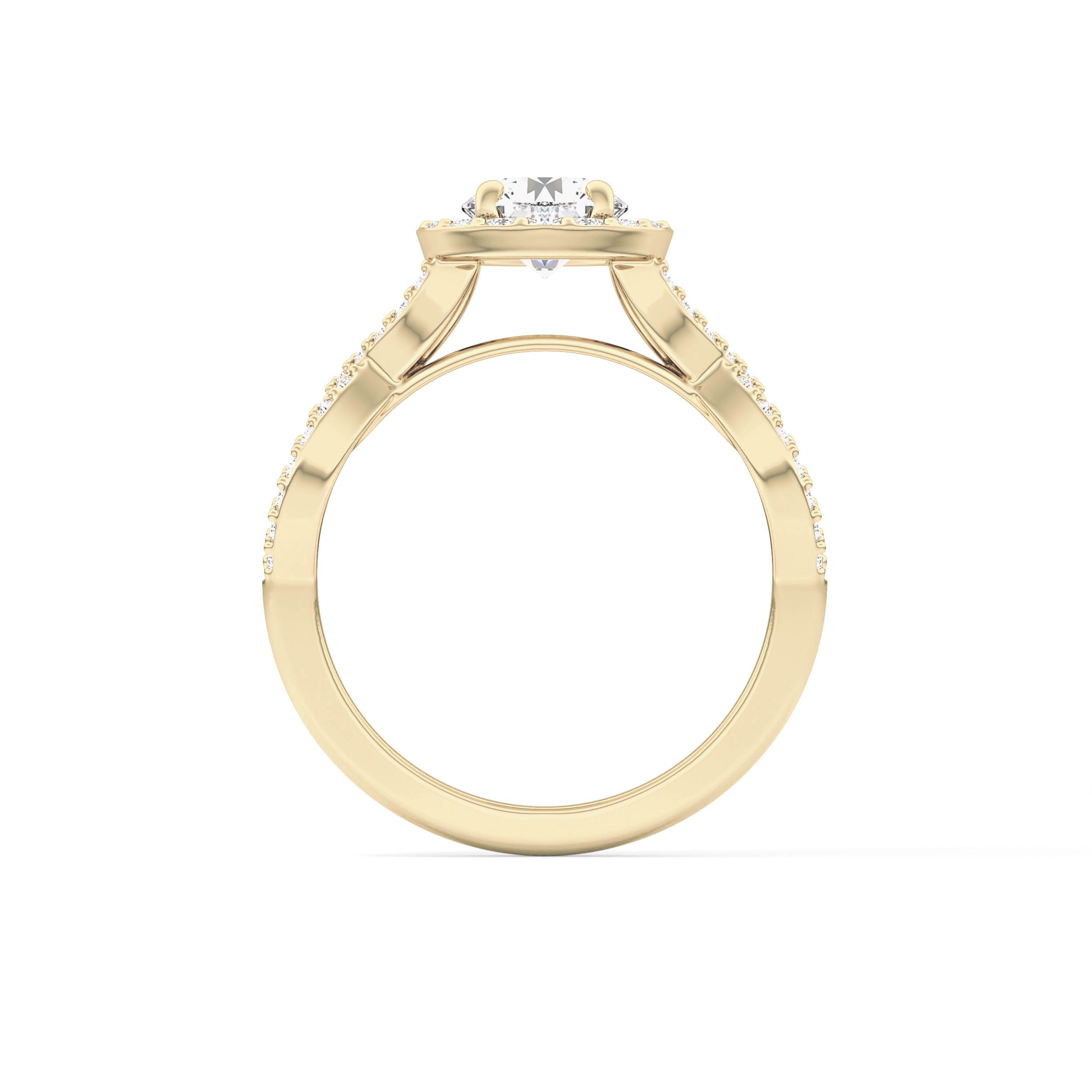 Round Halo & Twisted Pave Lab Grown Diamond Engagement Ring