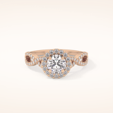 0.8 CT Round Shaped Double Halo & Twisted Pave Moissanite Engagement Ring