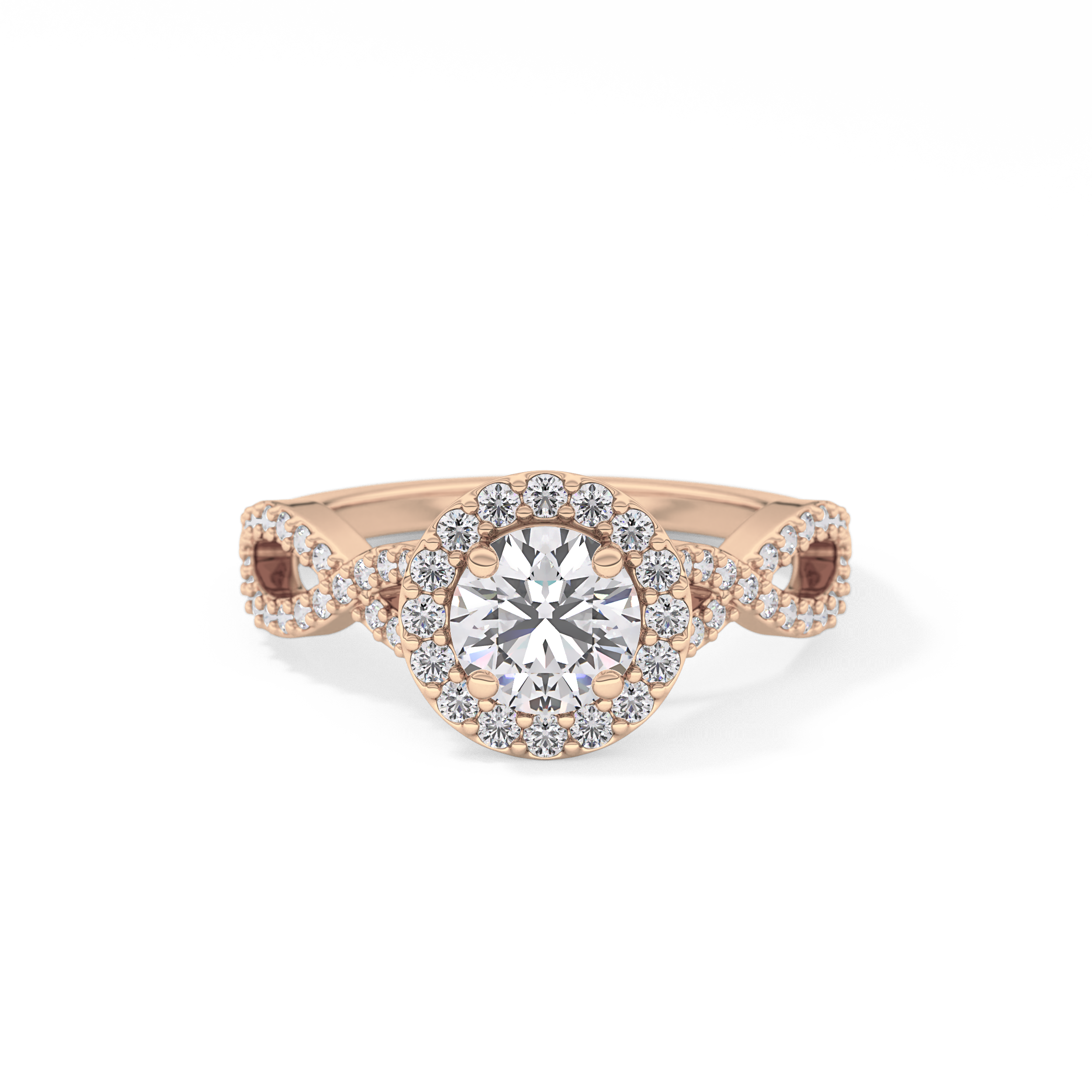 Round Halo & Twisted Pave Lab Grown Diamond Engagement Ring