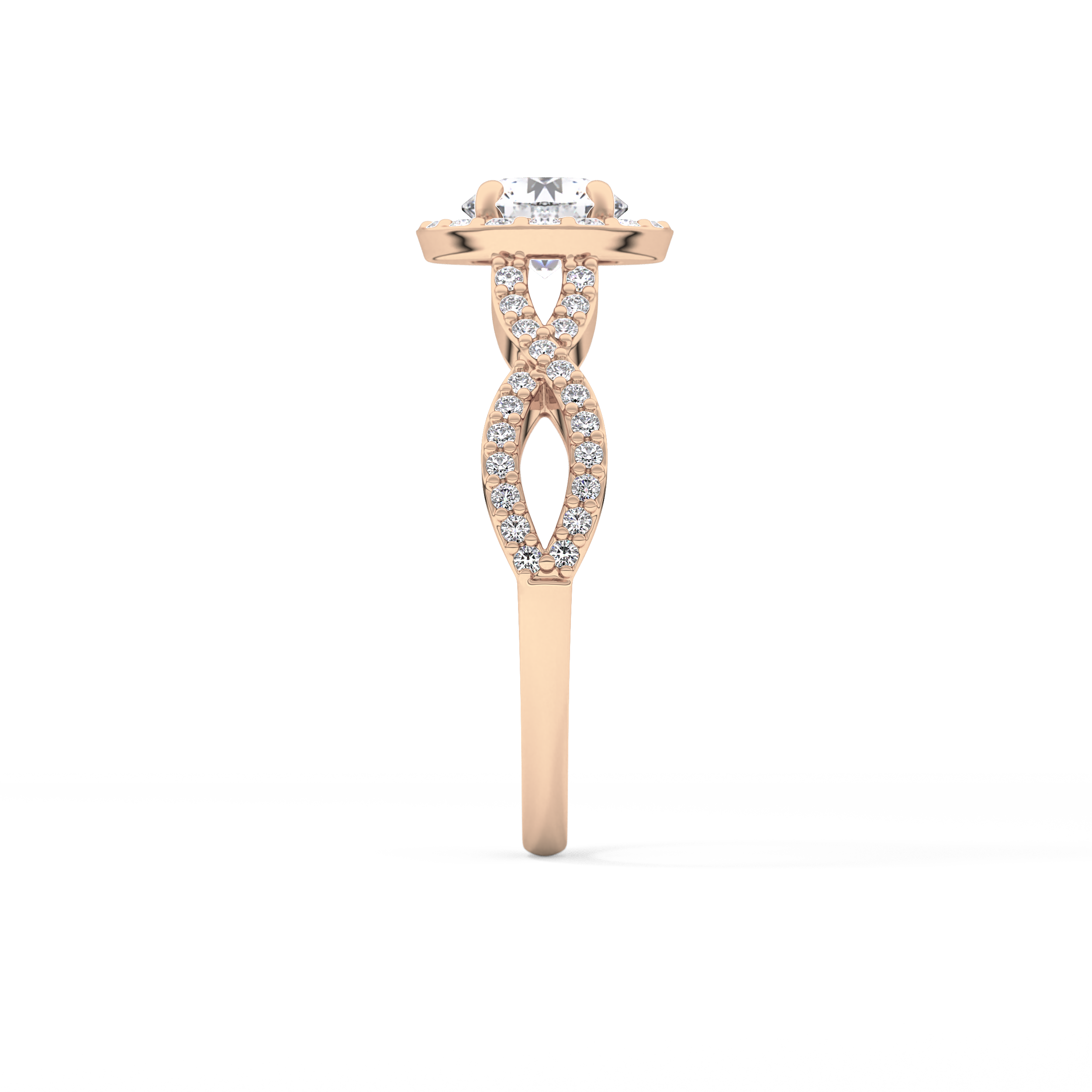 Round Halo & Twisted Pave Lab Grown Diamond Engagement Ring