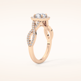 0.8 CT Round Shaped Double Halo & Twisted Pave Moissanite Engagement Ring
