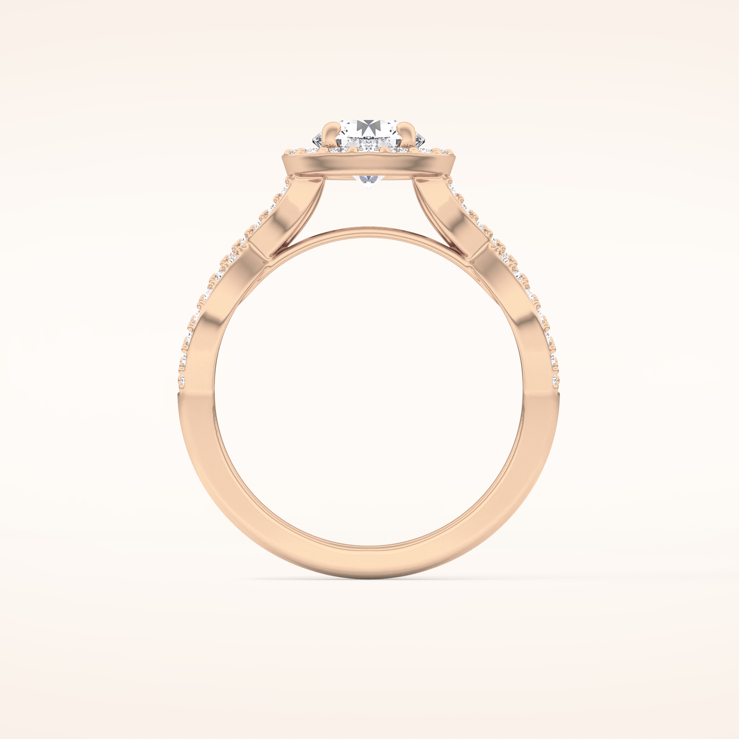 0.8 CT Round Shaped Double Halo & Twisted Pave Moissanite Engagement Ring