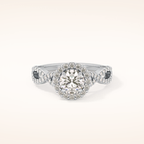 0.8 CT Round Shaped Double Halo & Twisted Pave Moissanite Engagement Ring