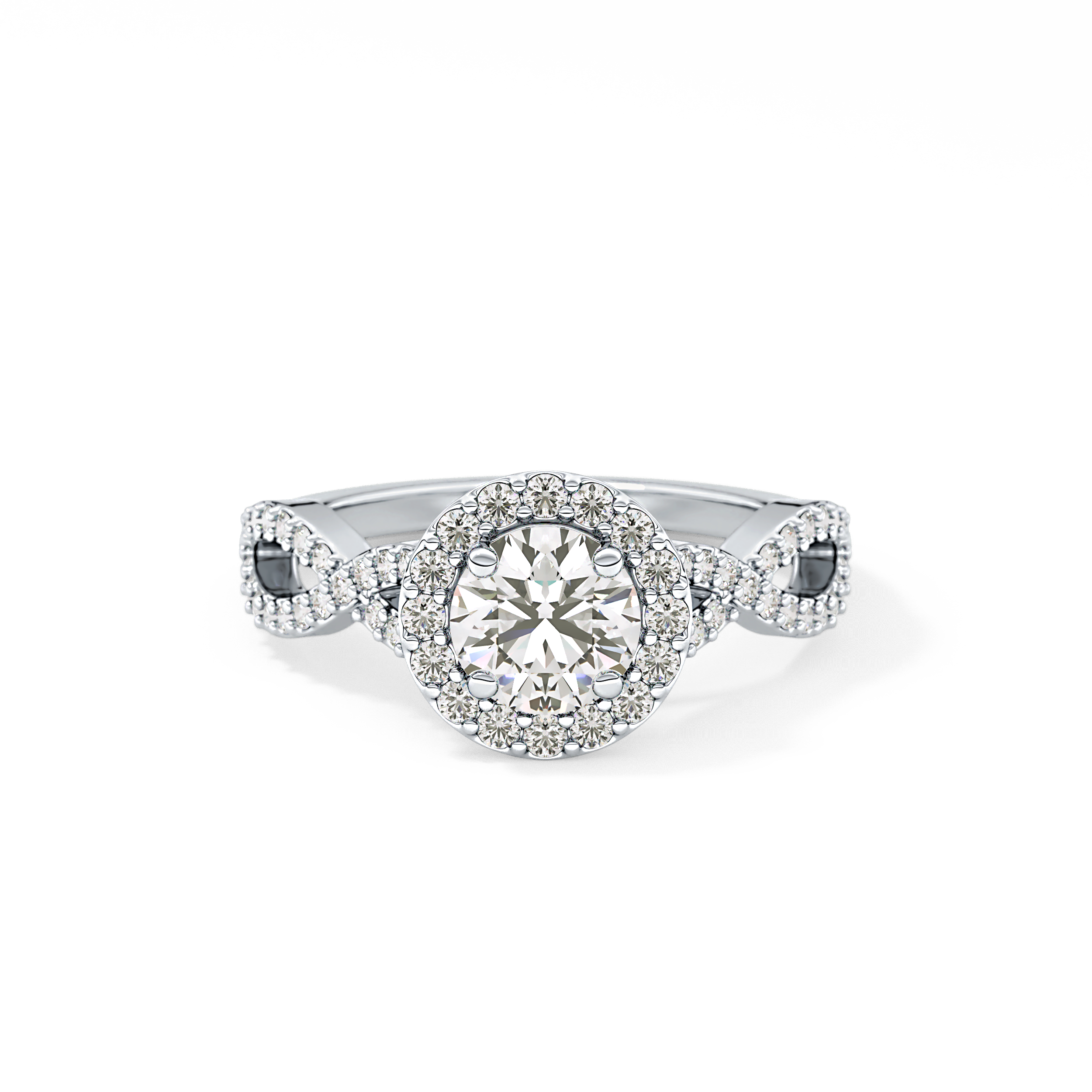 Round Halo & Twisted Pave Lab Grown Diamond Engagement Ring