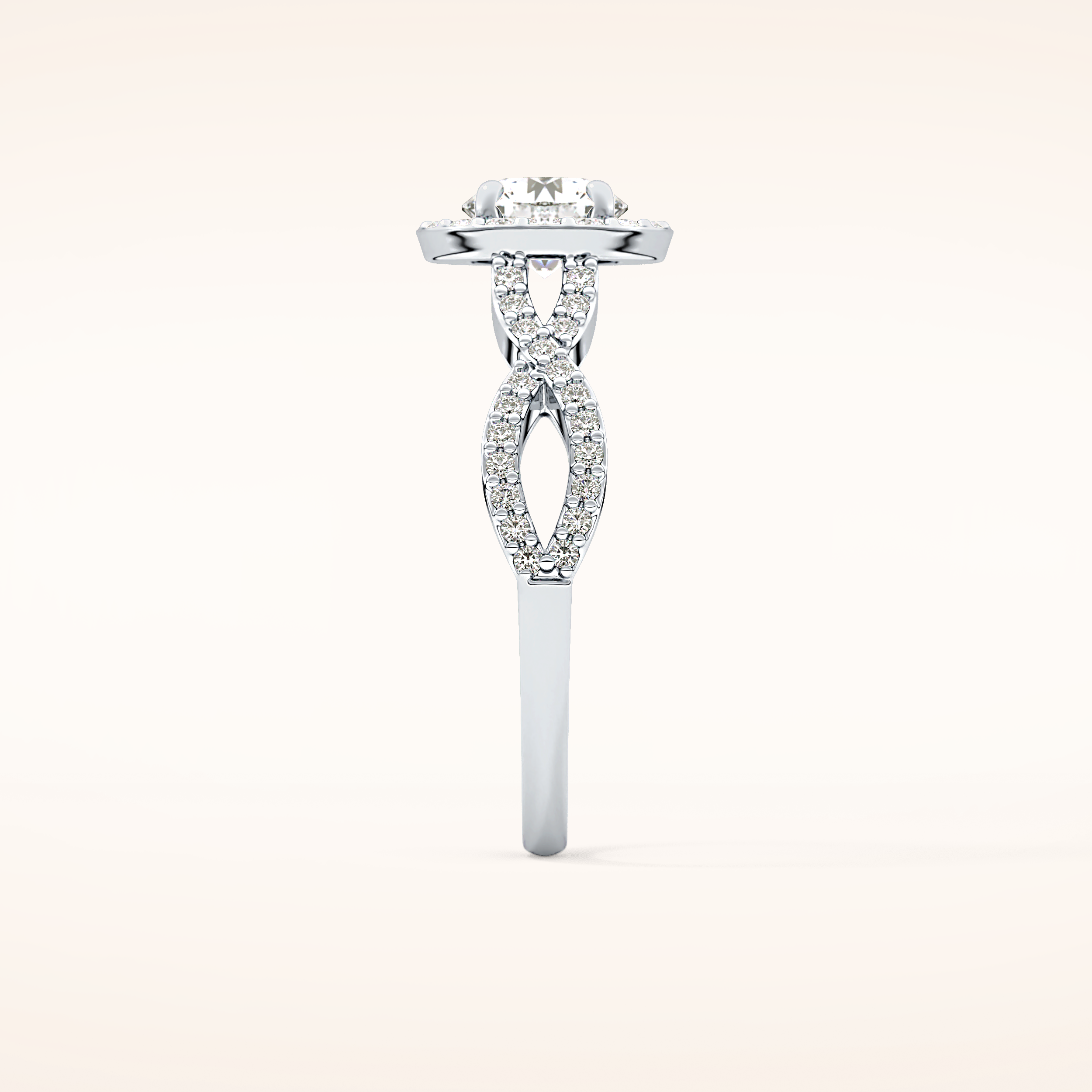 0.8 CT Round Shaped Double Halo & Twisted Pave Moissanite Engagement Ring