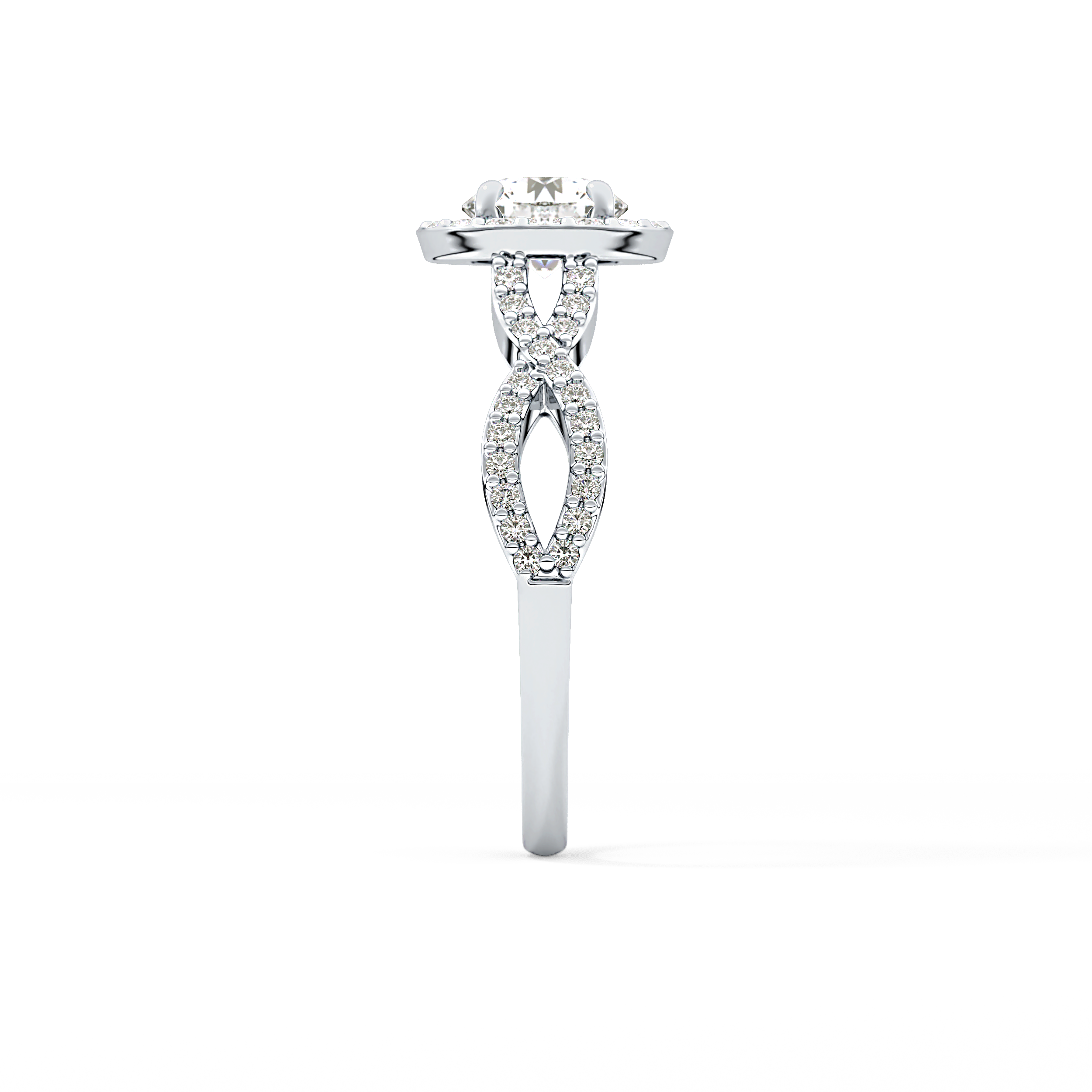 Round Halo & Twisted Pave Lab Grown Diamond Engagement Ring