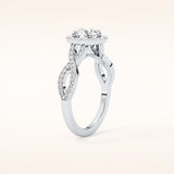 0.8 CT Round Shaped Double Halo & Twisted Pave Moissanite Engagement Ring