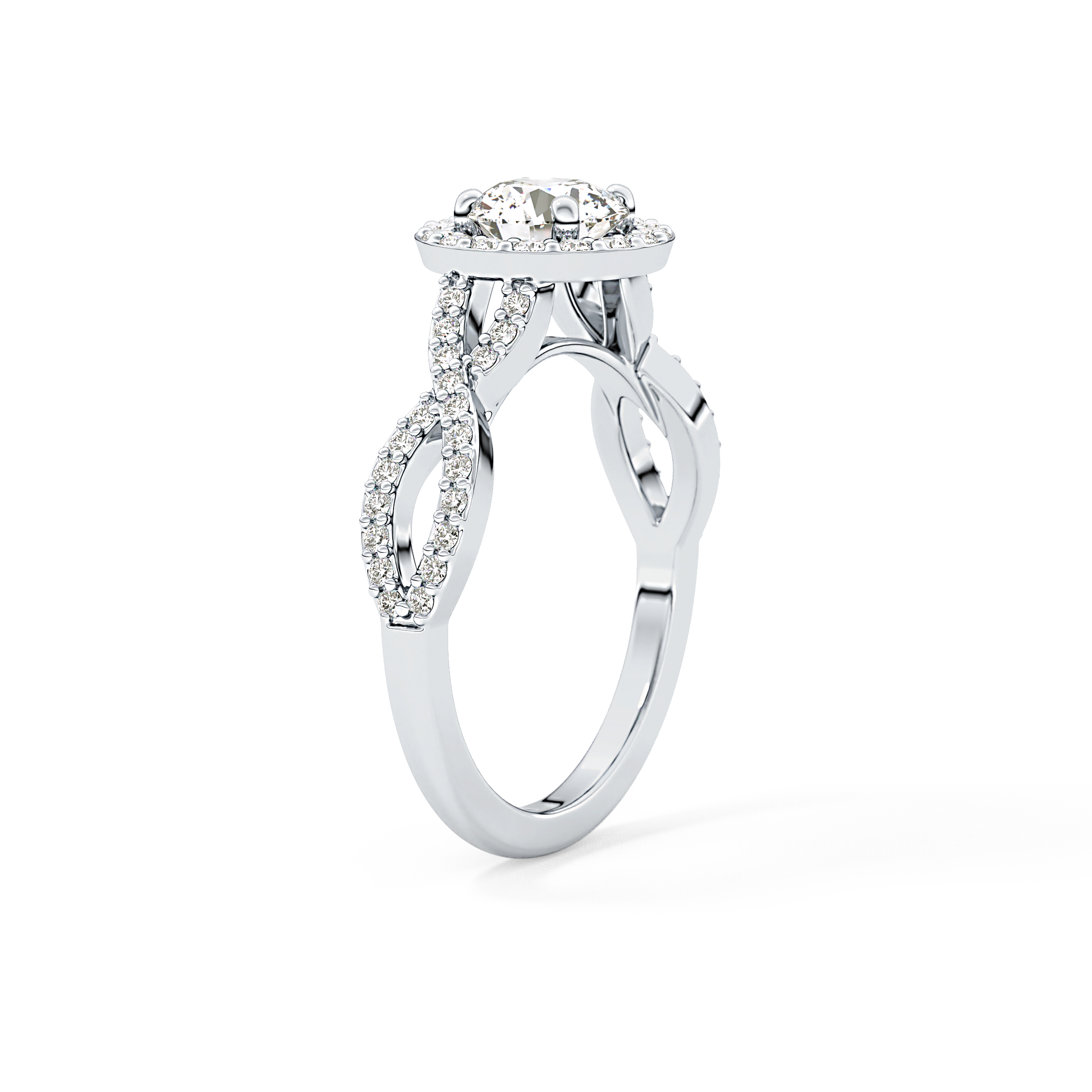 Round Halo & Twisted Pave Lab Grown Diamond Engagement Ring
