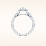 0.8 CT Round Shaped Double Halo & Twisted Pave Moissanite Engagement Ring