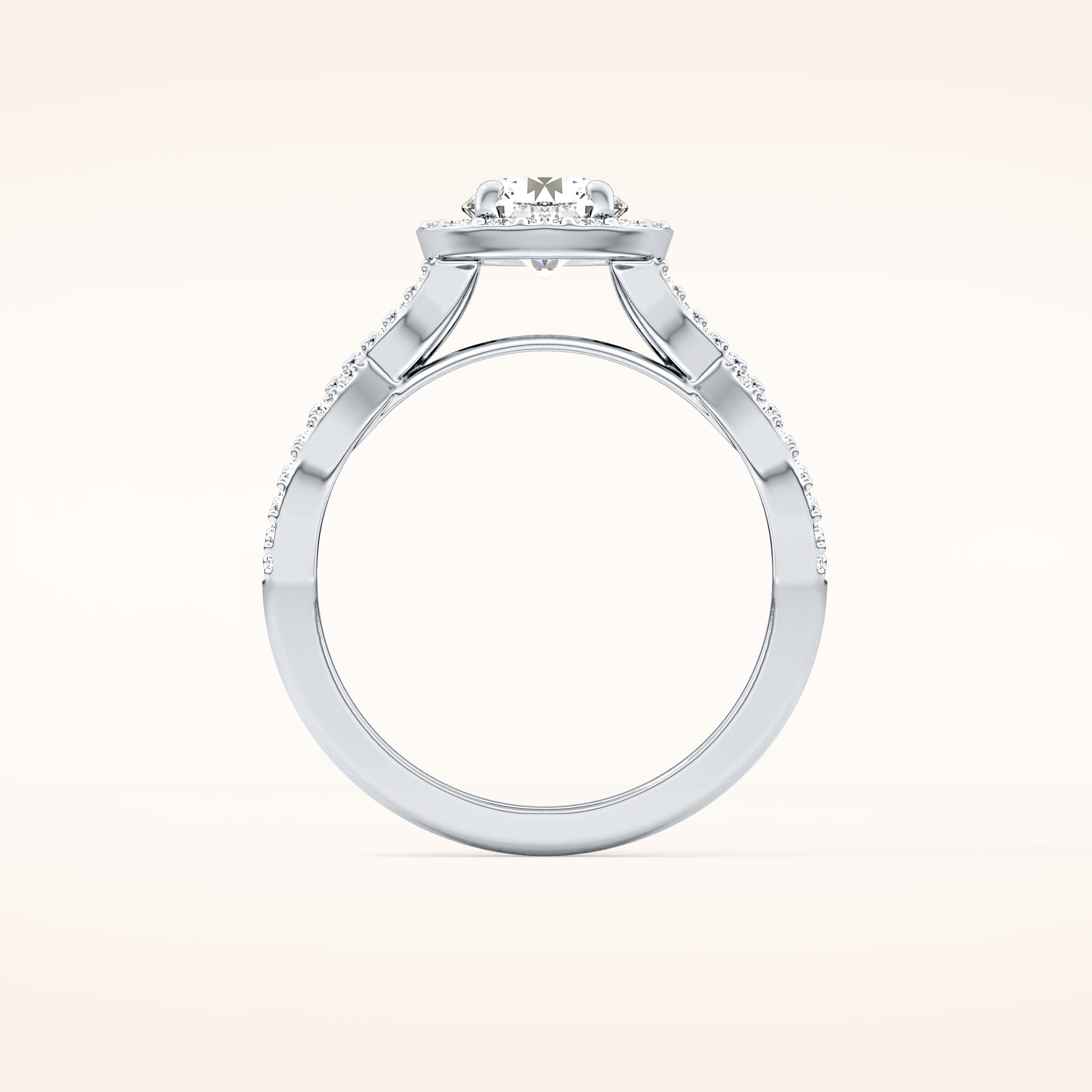 0.8 CT Round Shaped Double Halo & Twisted Pave Moissanite Engagement Ring