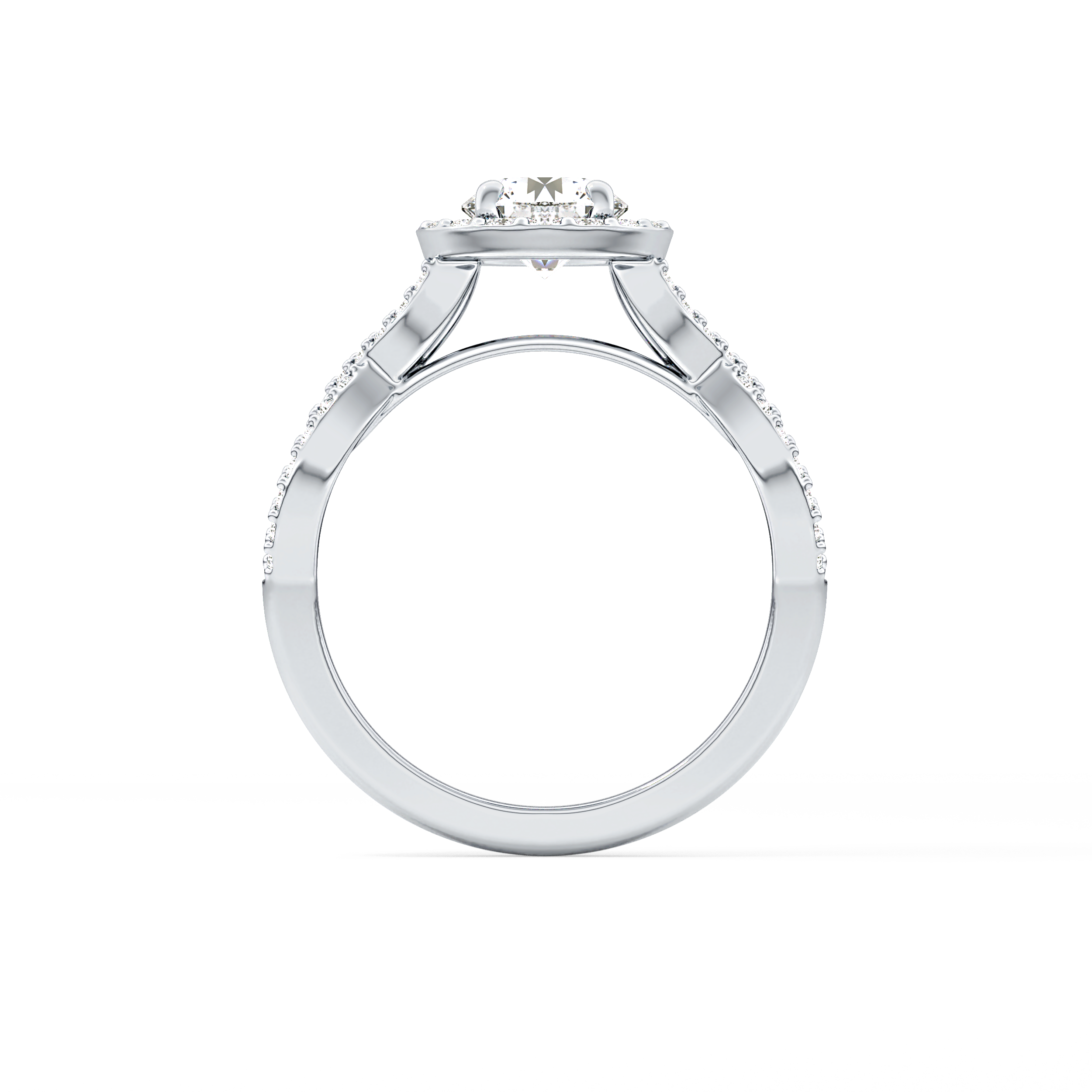 Round Halo & Twisted Pave Lab Grown Diamond Engagement Ring