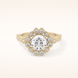 1.34 CT Round Shaped Halo & Pave Moissanite Engagement Ring