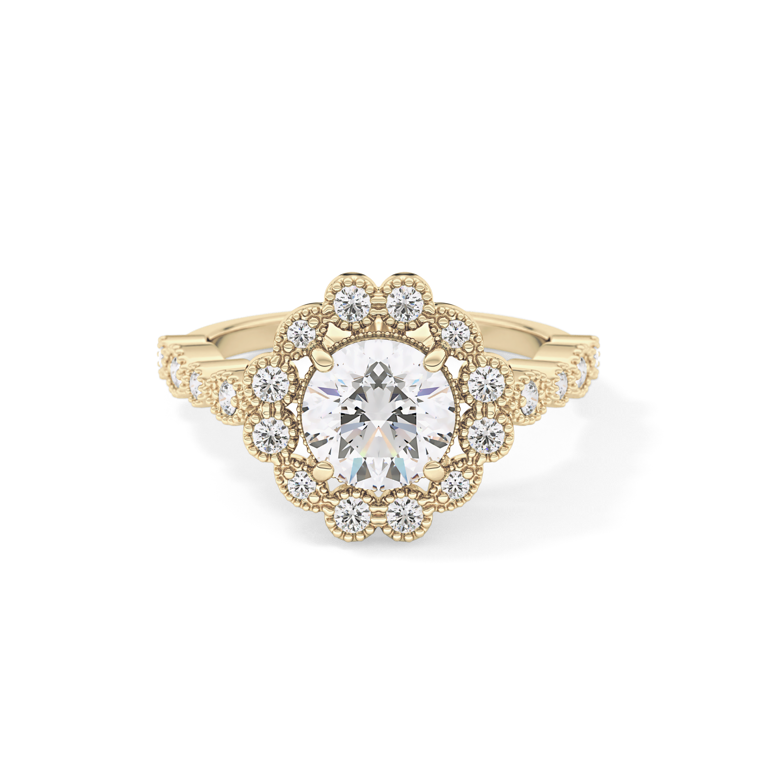 Round Halo & Pave Lab Grown Diamond Engagement Ring