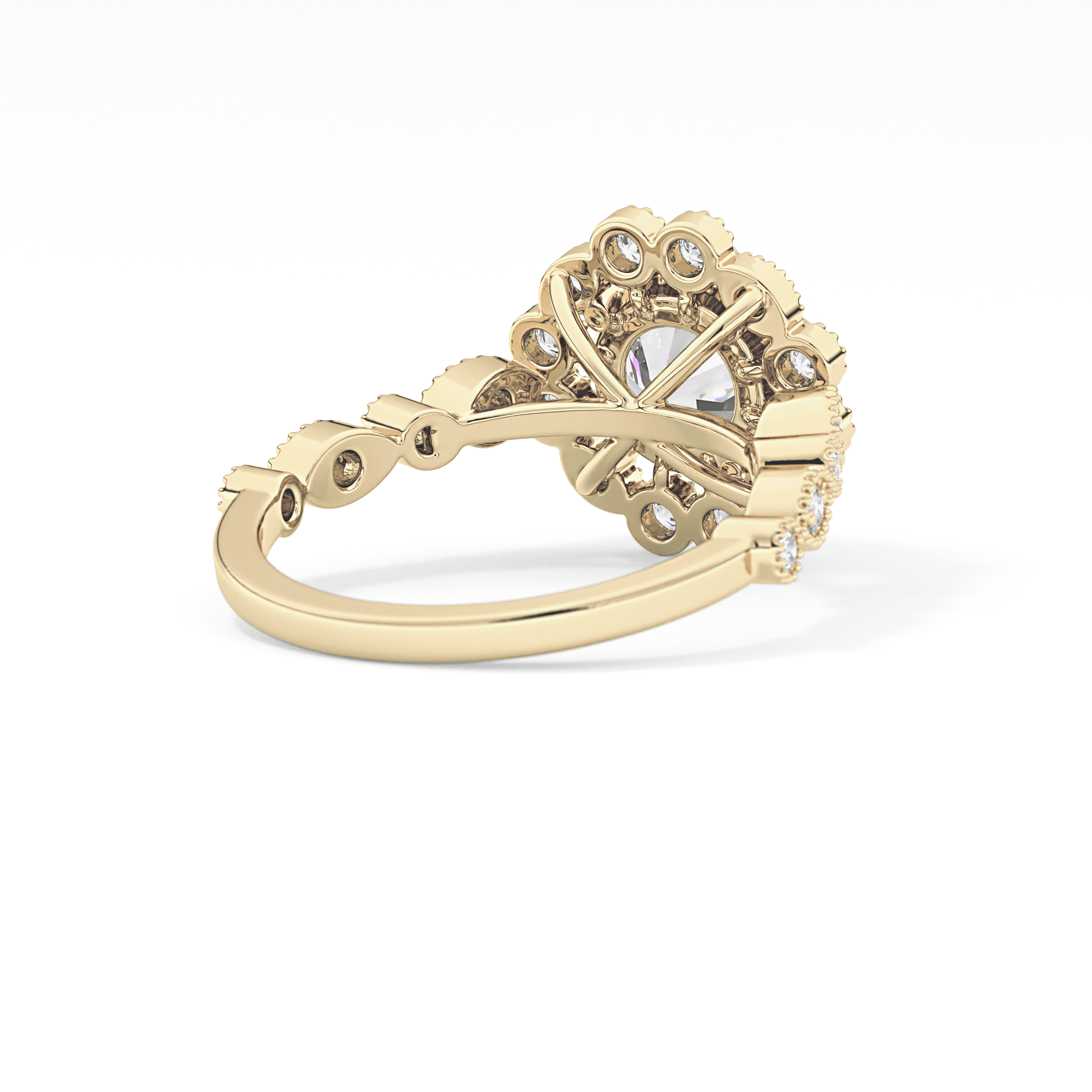 Round Halo & Pave Lab Grown Diamond Engagement Ring