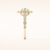 1.34 CT Round Shaped Halo & Pave Moissanite Engagement Ring