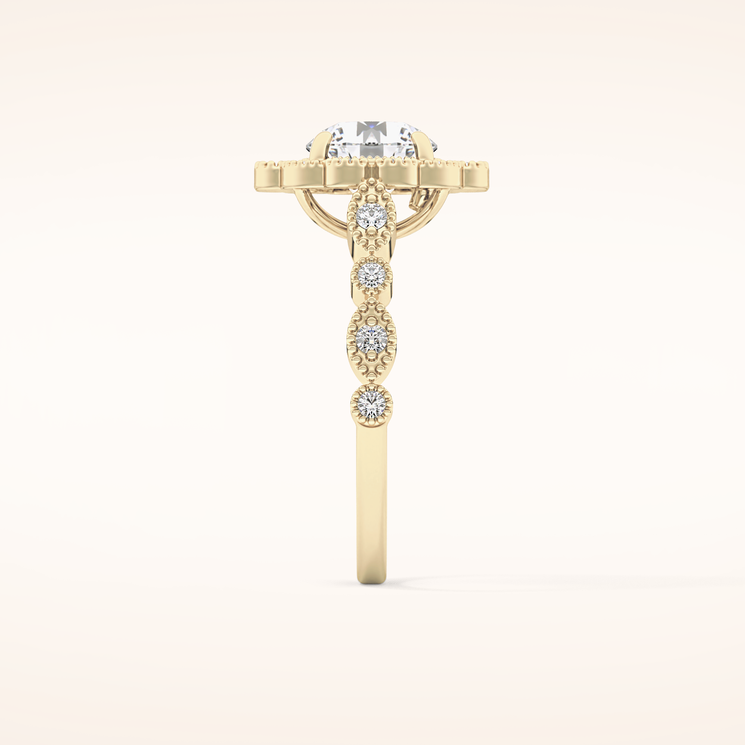 1.34 CT Round Shaped Halo & Pave Moissanite Engagement Ring