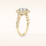 1.34 CT Round Shaped Halo & Pave Moissanite Engagement Ring