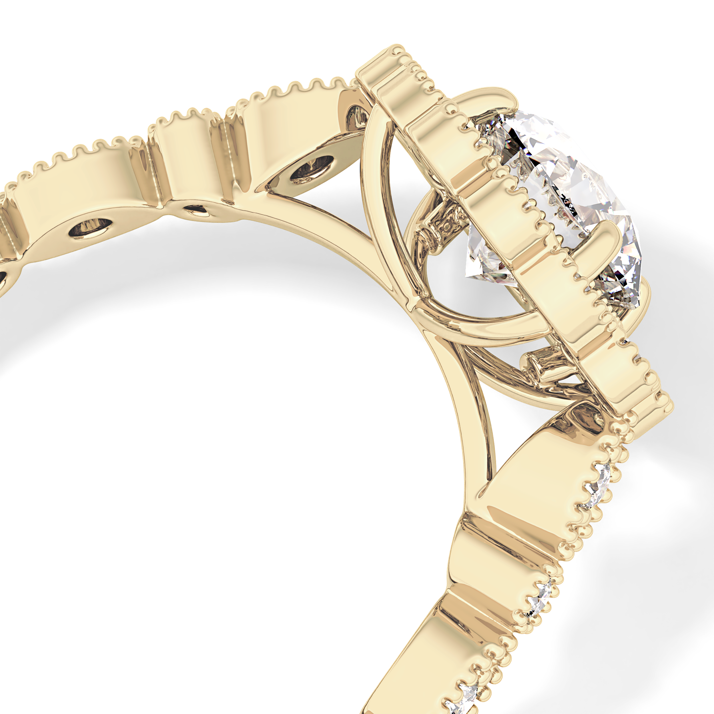 Round Halo & Pave Lab Grown Diamond Engagement Ring