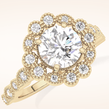 1.34 CT Round Shaped Halo & Pave Moissanite Engagement Ring