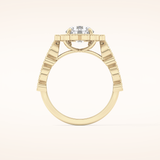 1.34 CT Round Shaped Halo & Pave Moissanite Engagement Ring