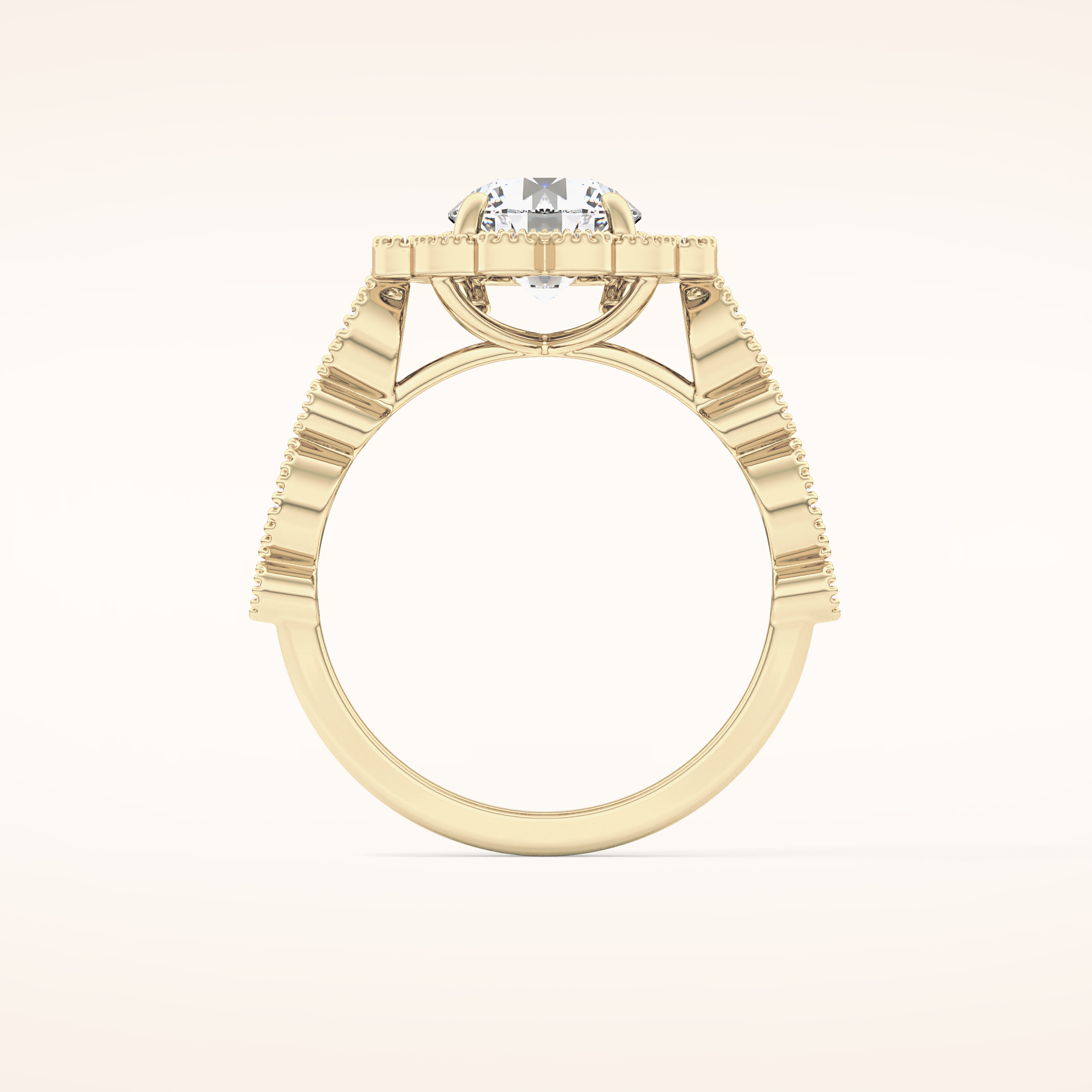 1.34 CT Round Shaped Halo & Pave Moissanite Engagement Ring