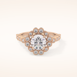 1.34 CT Round Shaped Halo & Pave Moissanite Engagement Ring