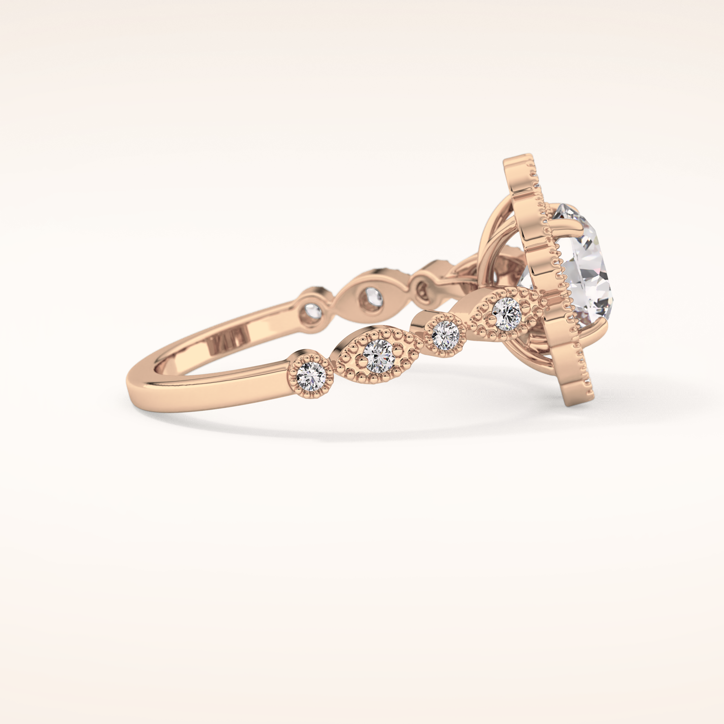 1.34 CT Round Shaped Halo & Pave Moissanite Engagement Ring
