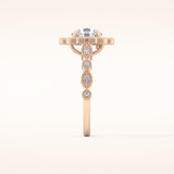 1.34 CT Round Shaped Halo & Pave Moissanite Engagement Ring