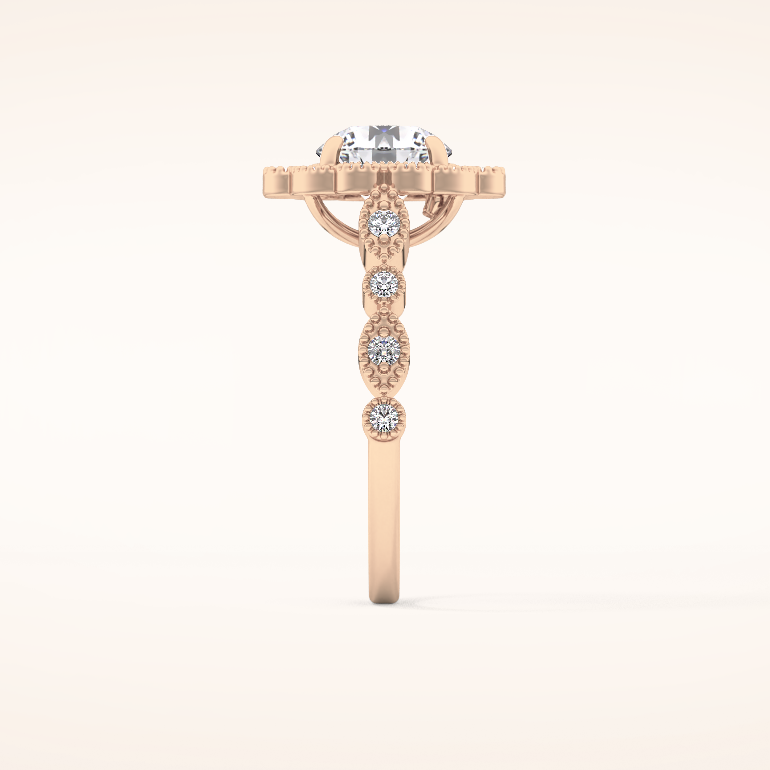 1.34 CT Round Shaped Halo & Pave Moissanite Engagement Ring