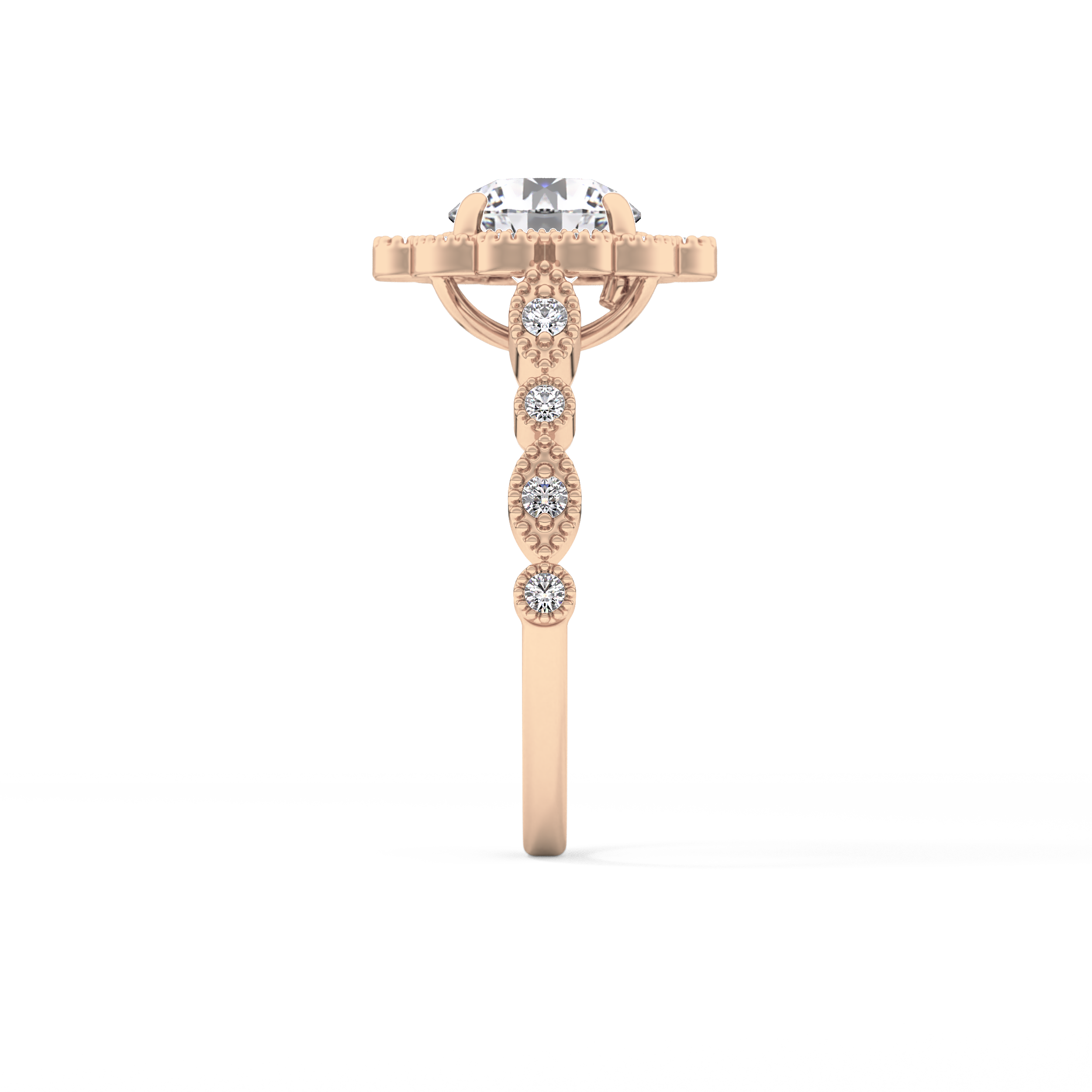 Round Halo & Pave Lab Grown Diamond Engagement Ring