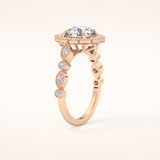 1.34 CT Round Shaped Halo & Pave Moissanite Engagement Ring