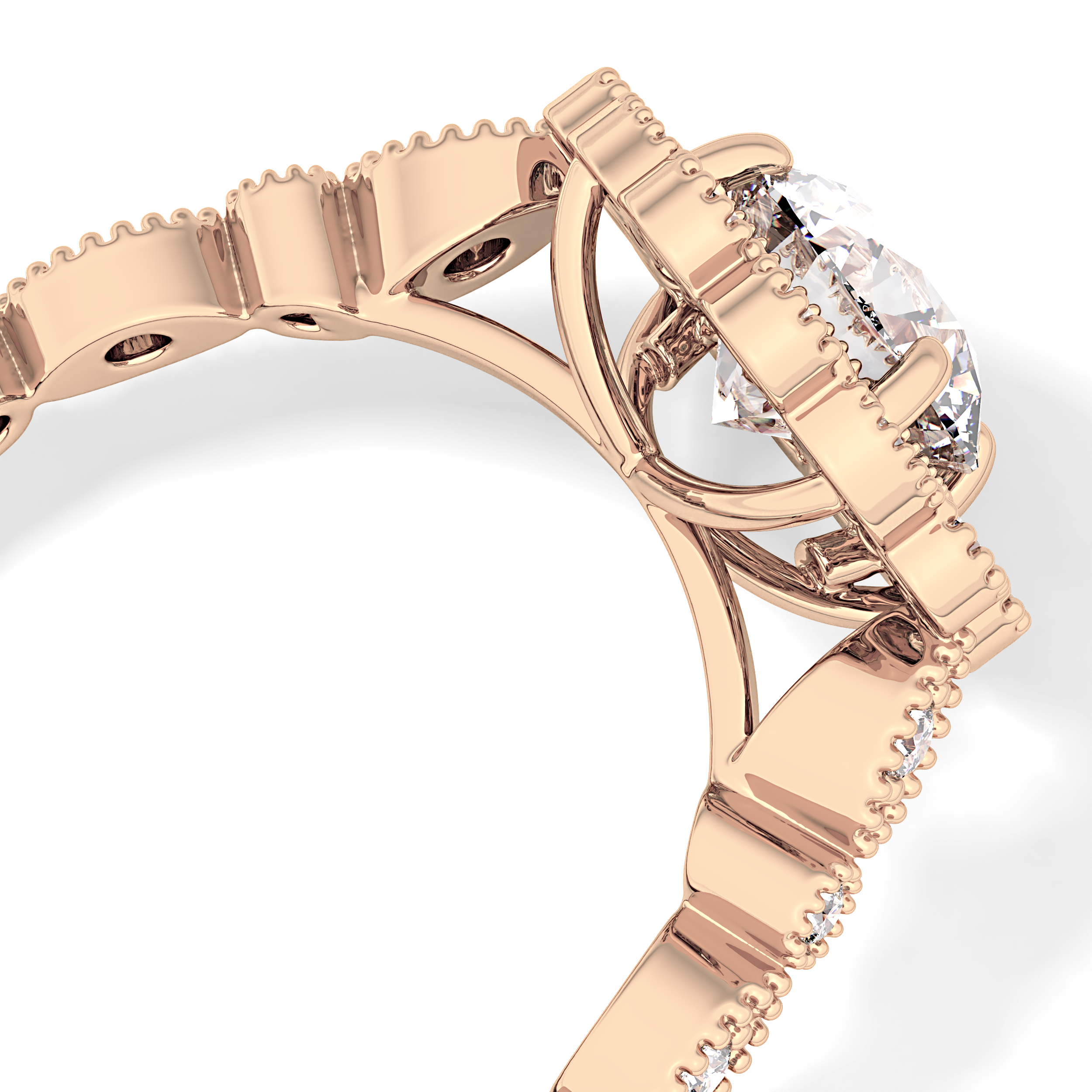 Round Halo & Pave Lab Grown Diamond Engagement Ring