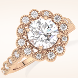 1.34 CT Round Shaped Halo & Pave Moissanite Engagement Ring