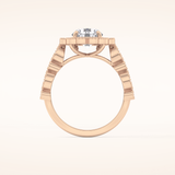 1.34 CT Round Shaped Halo & Pave Moissanite Engagement Ring