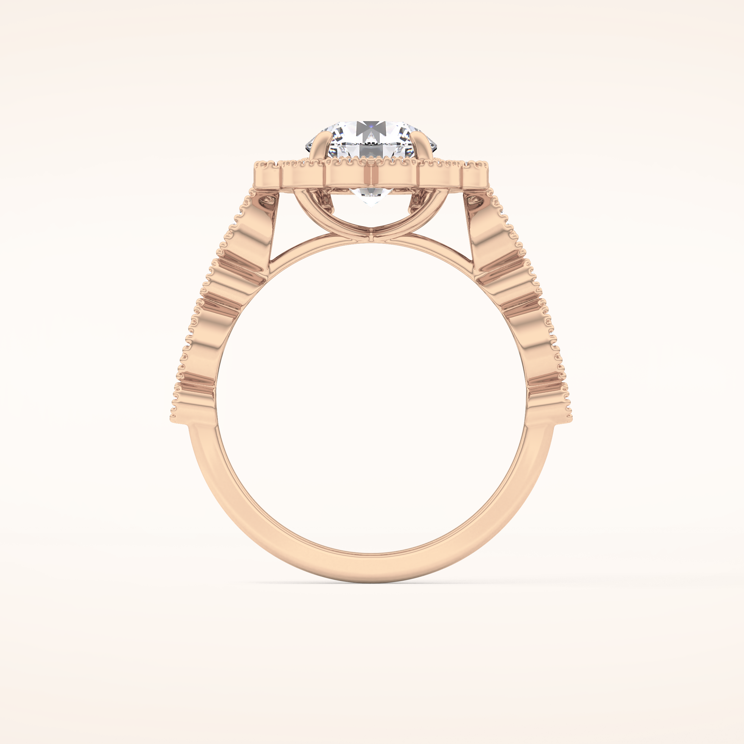 1.34 CT Round Shaped Halo & Pave Moissanite Engagement Ring