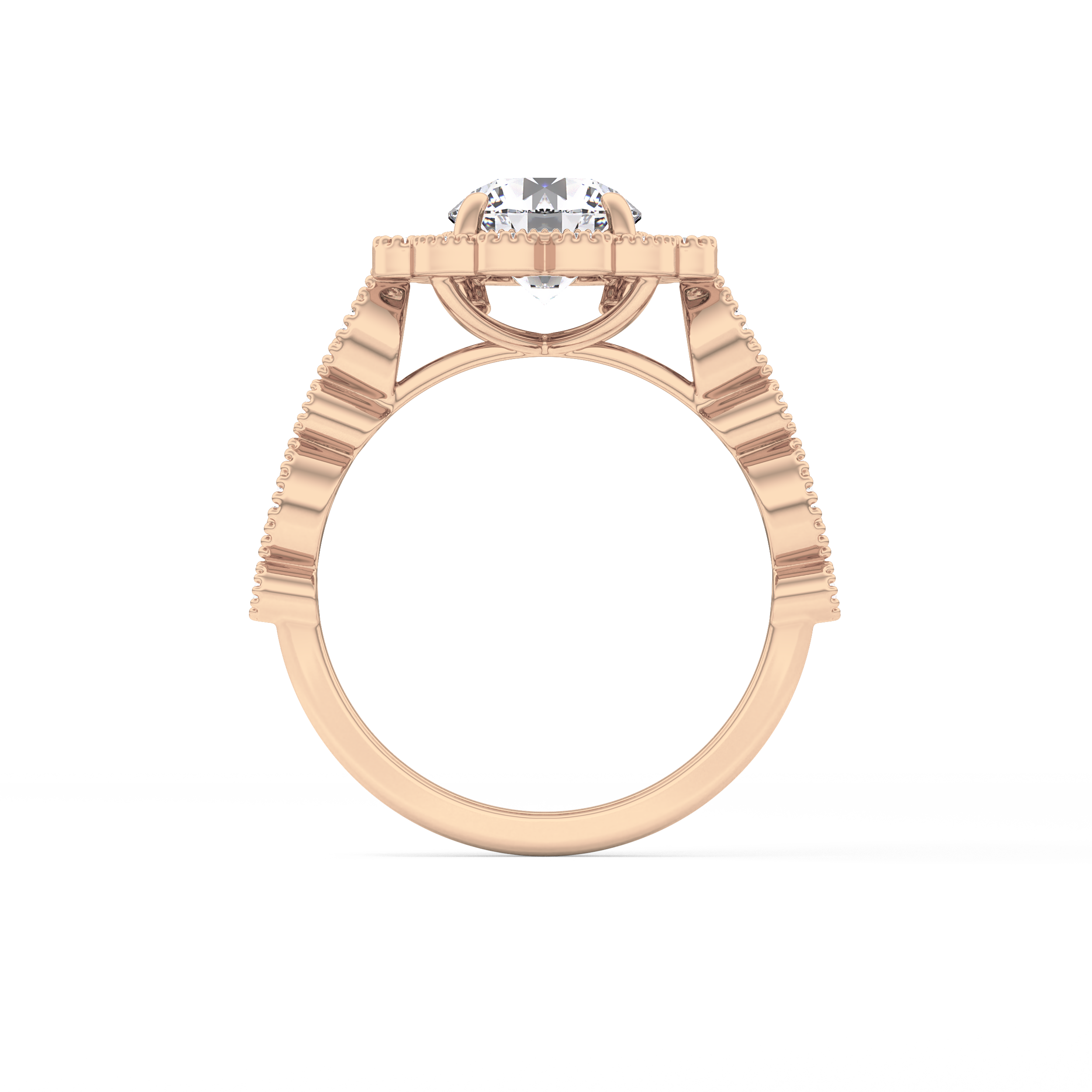 Round Halo & Pave Lab Grown Diamond Engagement Ring