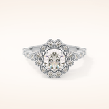 1.34 CT Round Shaped Halo & Pave Moissanite Engagement Ring