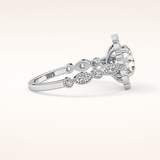 1.34 CT Round Shaped Halo & Pave Moissanite Engagement Ring