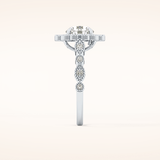 1.34 CT Round Shaped Halo & Pave Moissanite Engagement Ring