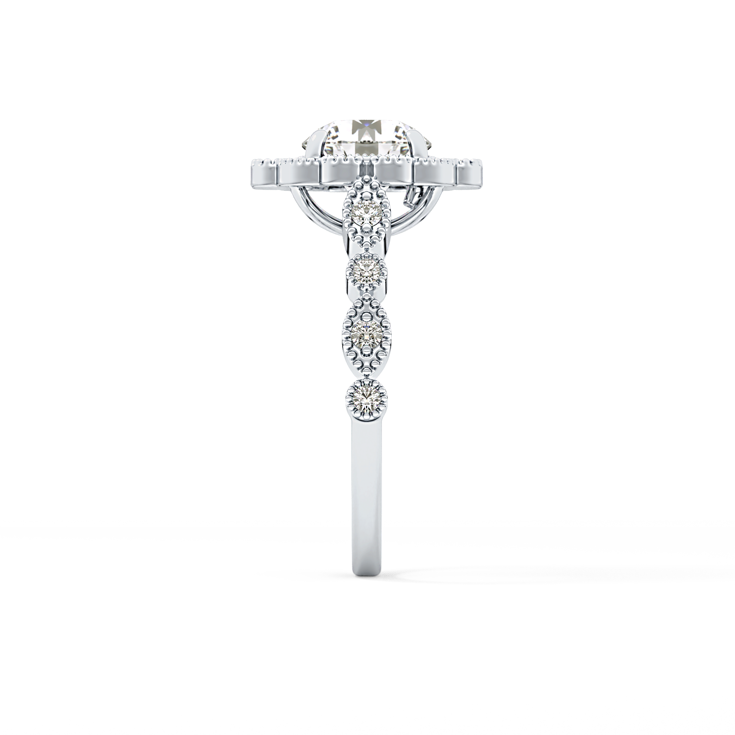 Round Halo & Pave Lab Grown Diamond Engagement Ring