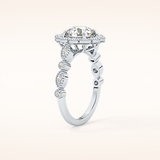 1.34 CT Round Shaped Halo & Pave Moissanite Engagement Ring