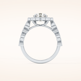 1.34 CT Round Shaped Halo & Pave Moissanite Engagement Ring