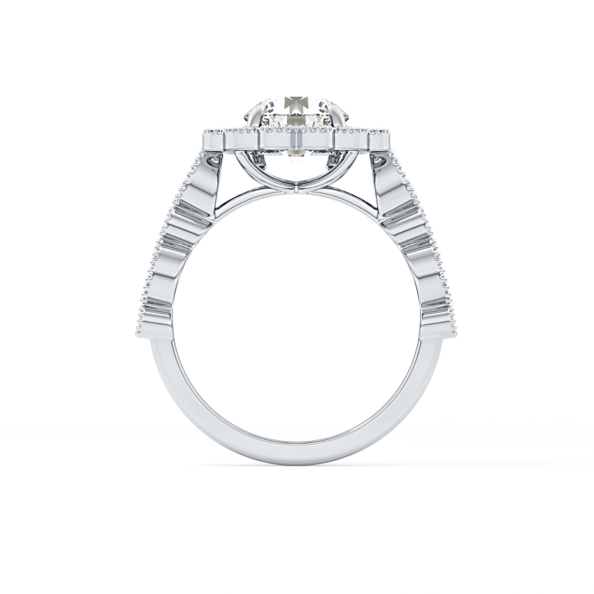 Round Halo & Pave Lab Grown Diamond Engagement Ring