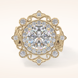 4.14 CT Round Shaped Vintage Cluster Moissanite Engagement Ring