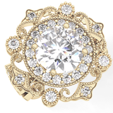 Round Vintage Cluster Lab Grown Diamond Engagement Ring