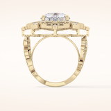 4.14 CT Round Shaped Vintage Cluster Moissanite Engagement Ring