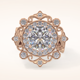 4.14 CT Round Shaped Vintage Cluster Moissanite Engagement Ring